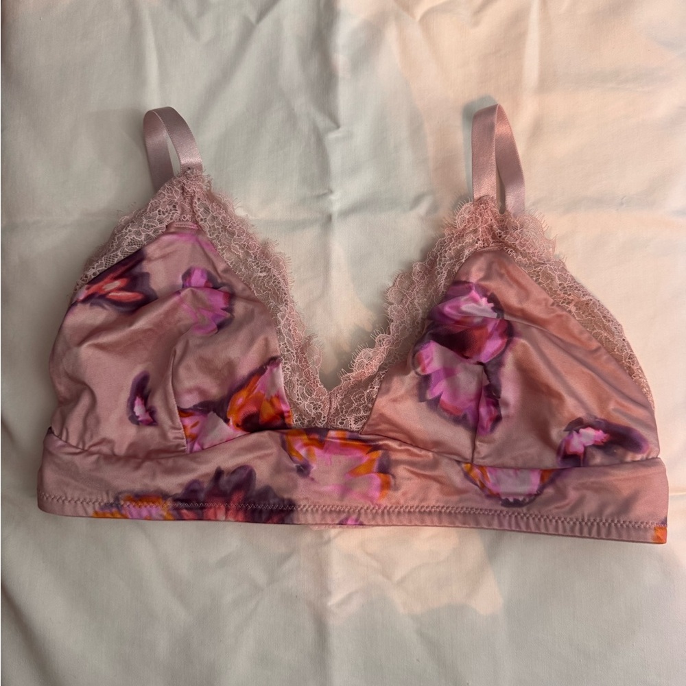 Auden Pink Floral Lace-Trim Bralette